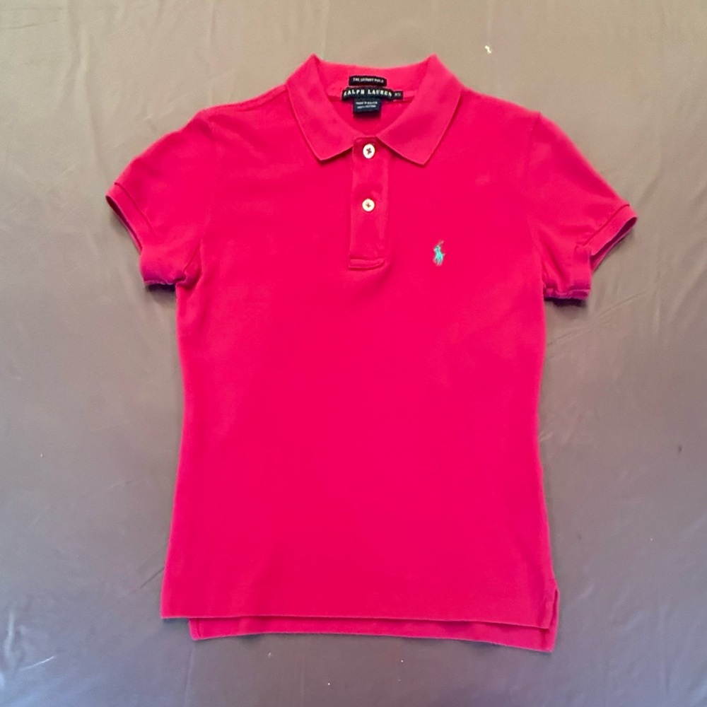 Ralph Lauren Blue Label Hot Pink “The Skinny Polo” Short Sleeve w/ Teal Pony XS - Picture 2 of 8